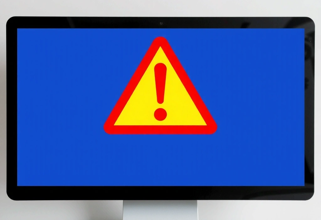 Simbol de avertizare cu un ecran de computer